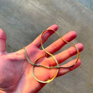 20inch unisex 18k Gold plated sterling silver Herringbone Chain.